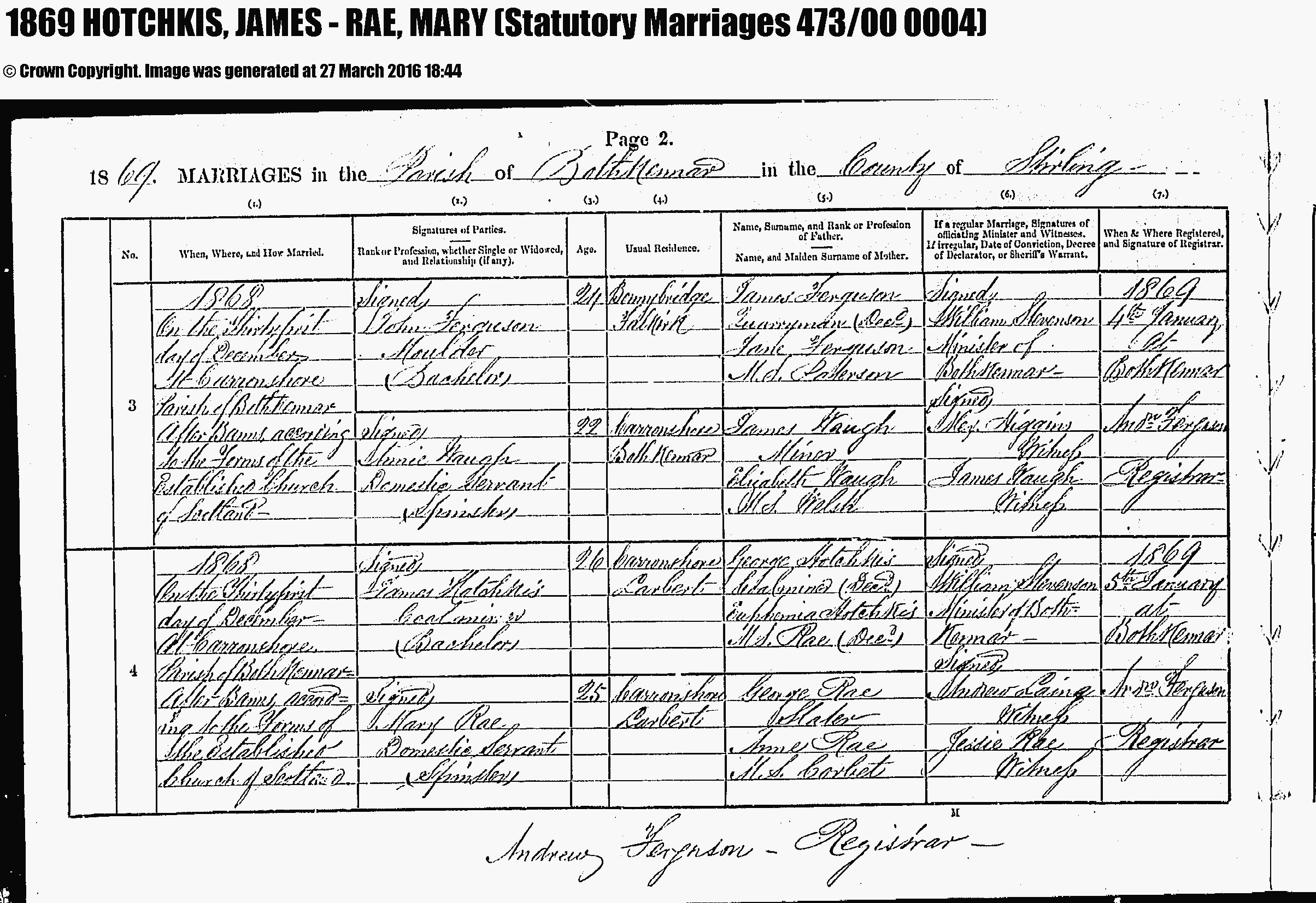 1868 marr. James HOTCHKIS & Mary RAE, Linked To: <a href='i406.html' >James Hotchkies ¯</a>